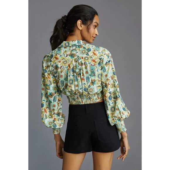 New By Anthropologie Twist Crop Top and Bra Set $120 PLUS 1X Green Long Sleeve - Picture 3 of 4